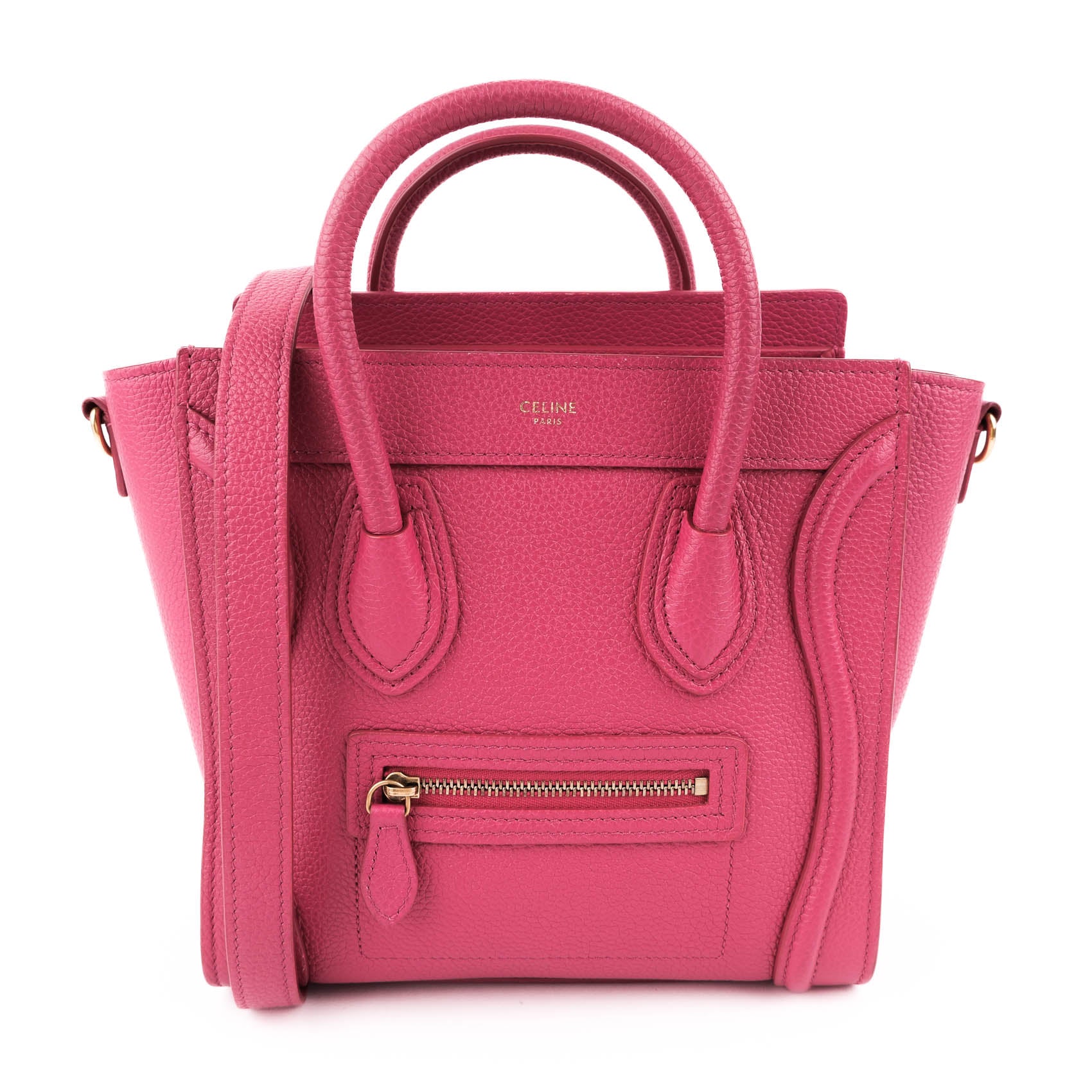 CELINE Nano Luggage Bag in Drummed Calfskin - Pink (2019)