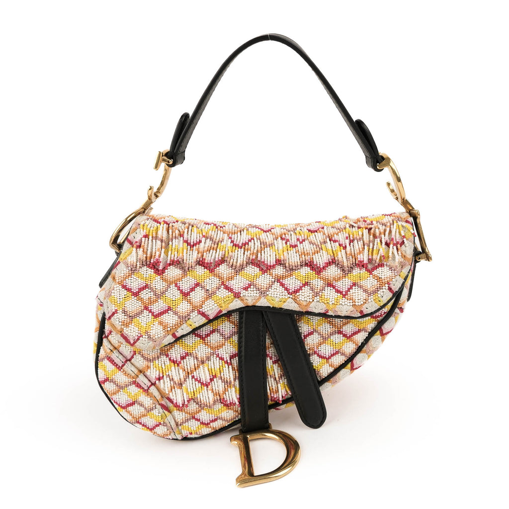 Christian Dior Beaded Saddle Bag with Embroidered Strap