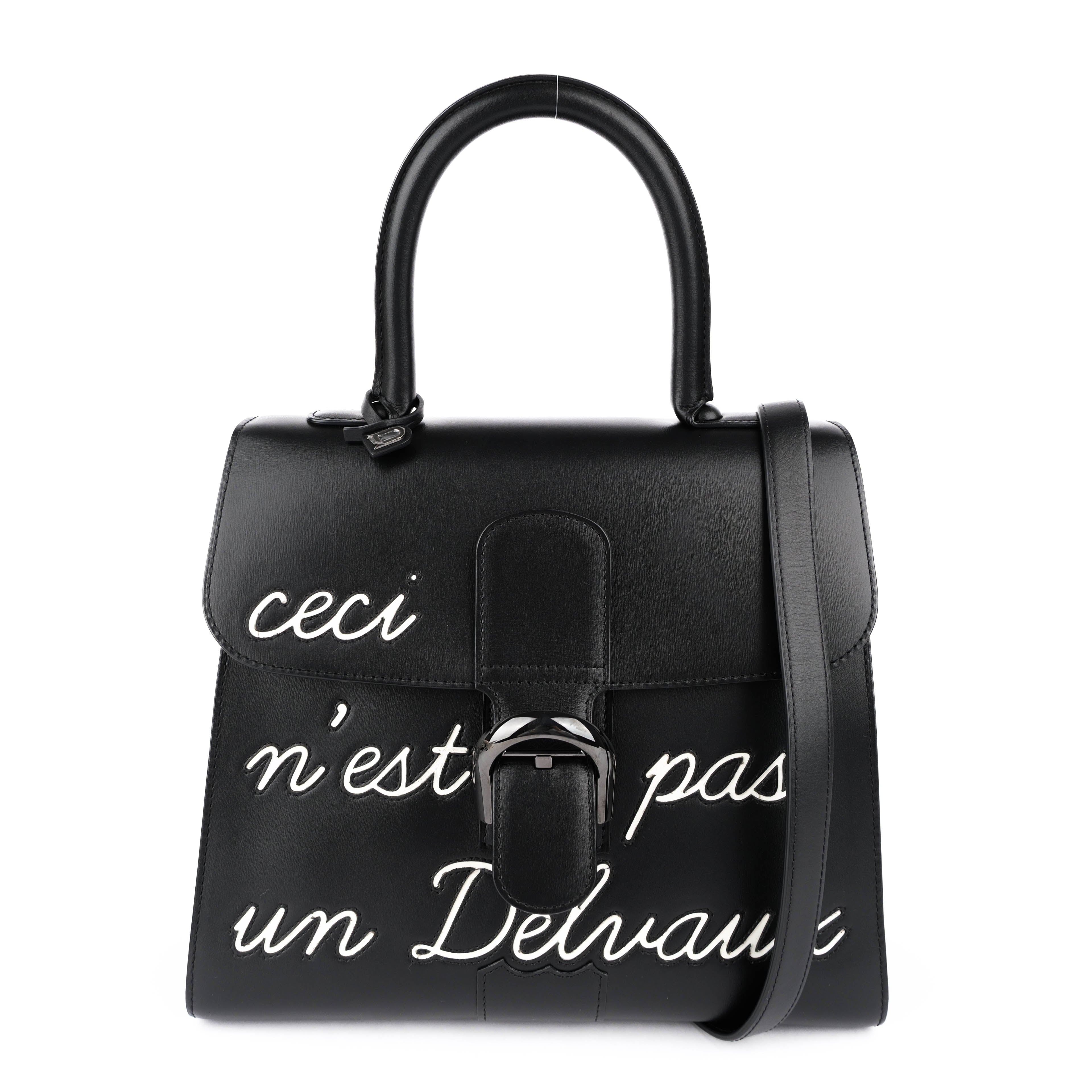 Delvaux Brillant MM L'Humour Handbag - Black Box Calf Leather