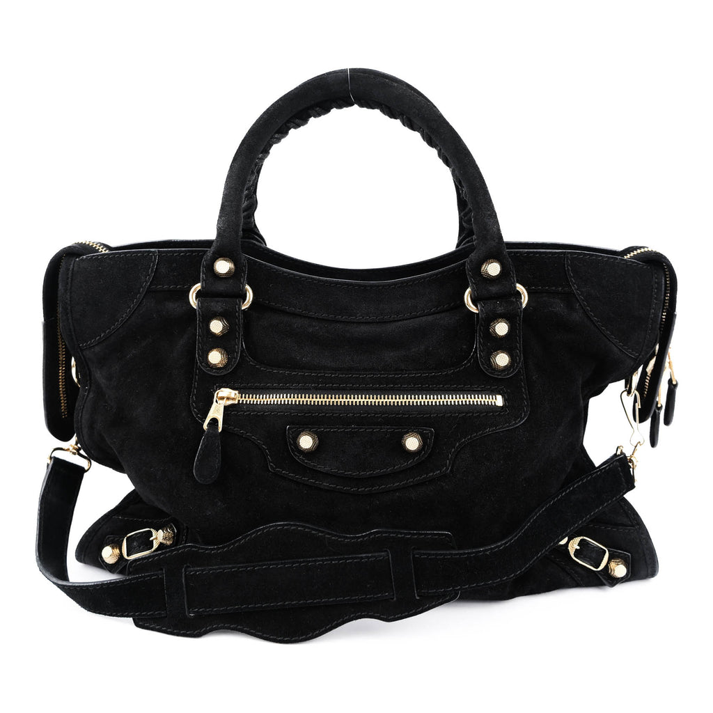 Balenciaga Giant 12 Gold City Black Suede 2-Way 281770 D94JG 1000