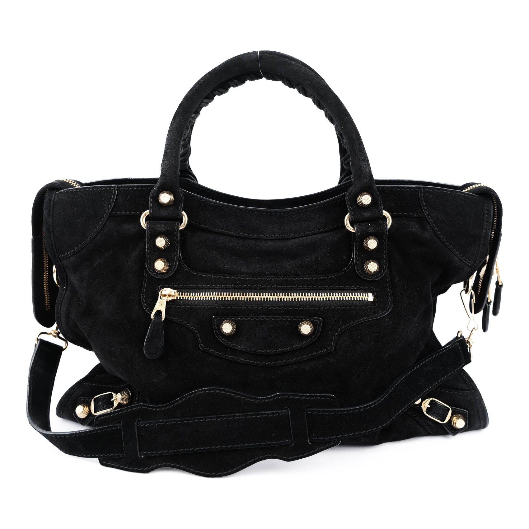 Balenciaga Giant 12 Gold City Black Suede 2-Way 281770 D94JG 1000