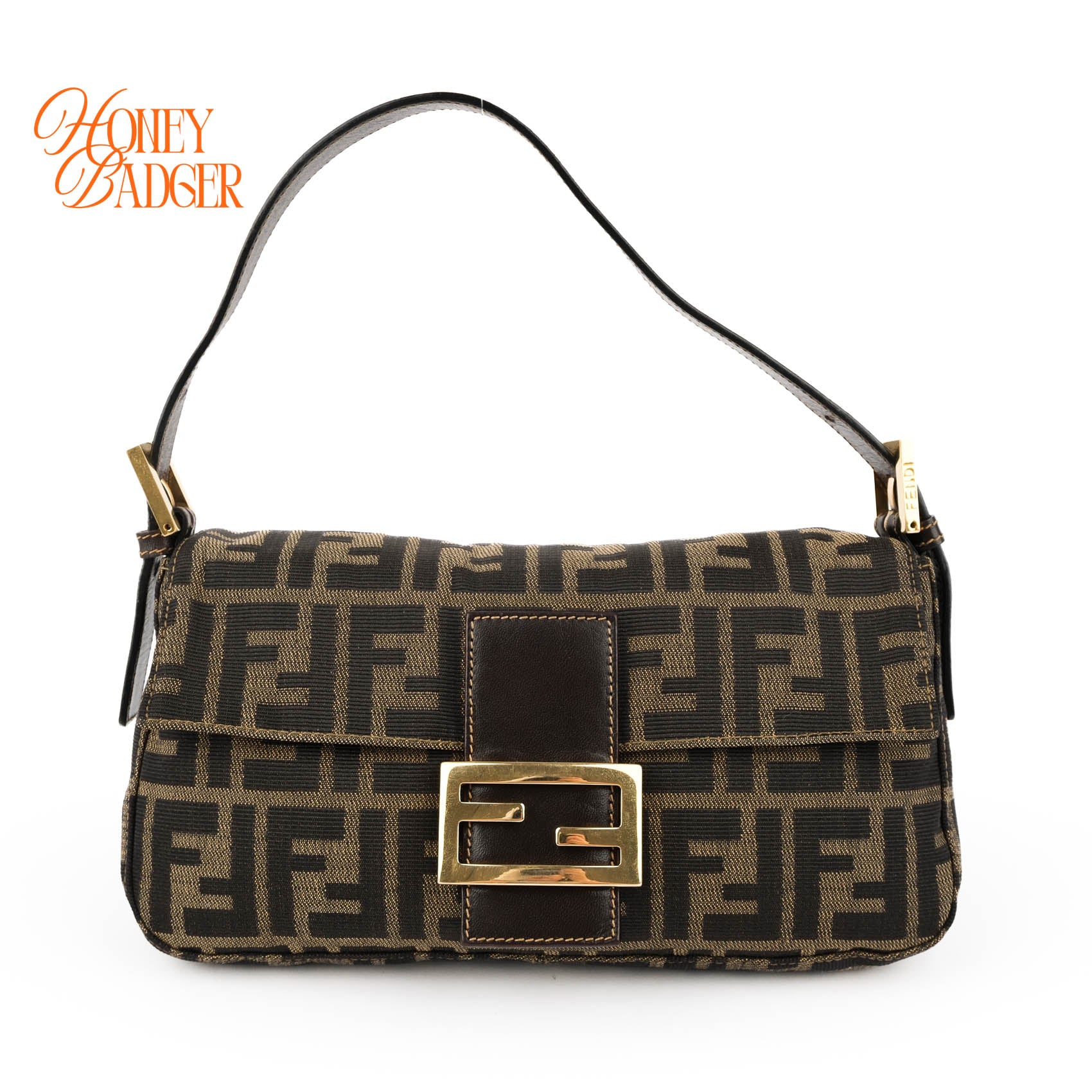 Fendi Vintage Zucca Canvas Baguette Bag - Gold Hardware