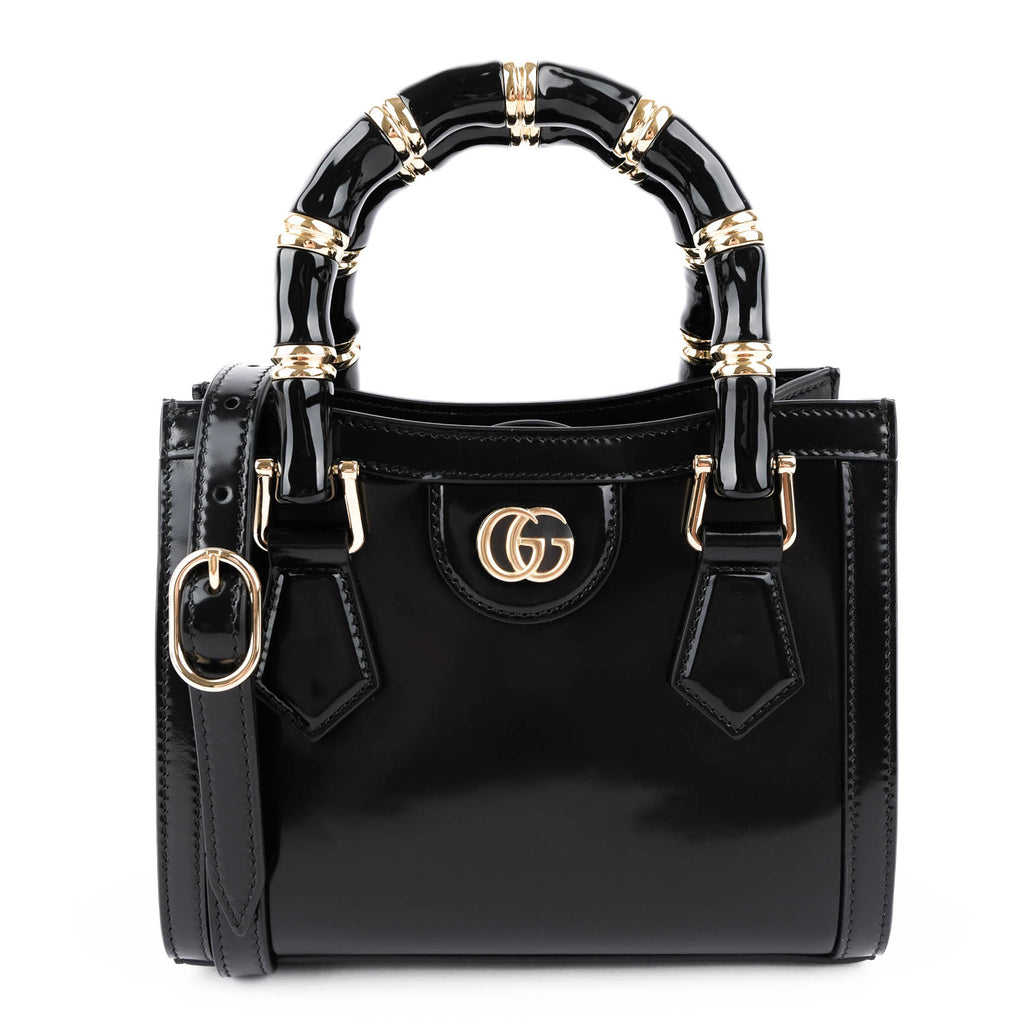 Gucci Diana Mini Bag – Black Patent Leather & Leather Handles