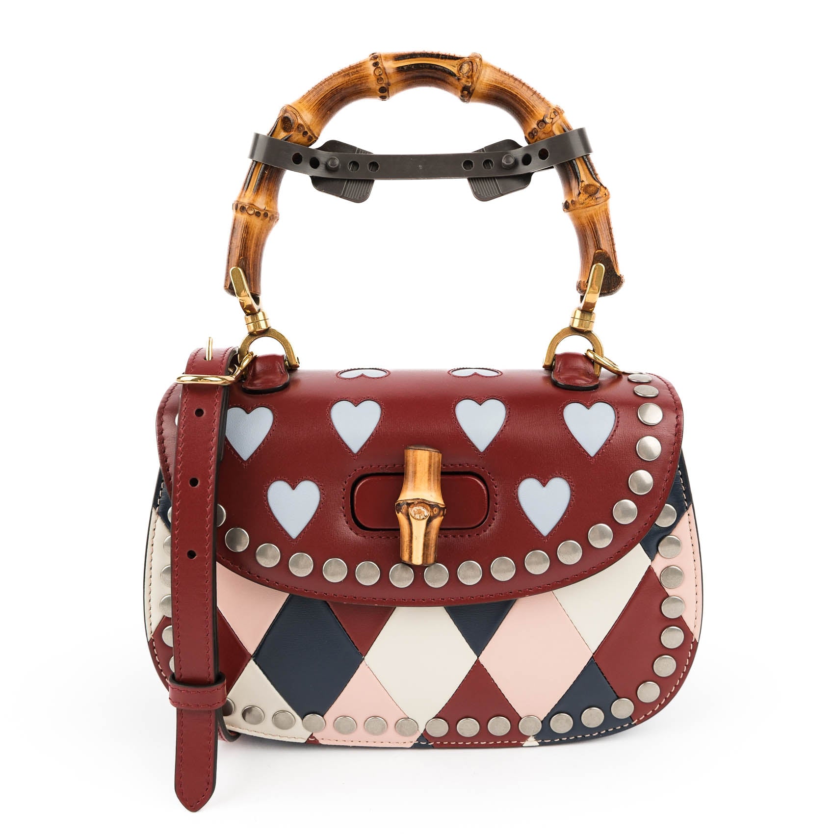 Gucci Bamboo 1947 Mini - Heart Patchwork & Studs Limited Edition
