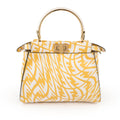 Fendi Mini Peekaboo 8BN244 Yellow White FF Print Leather 2WAY Top Handle Shoulder Bag