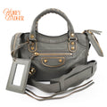 Balenciaga Metallic Edge Mini City Gray Leather Gold Hardware 2WAY Bag 390160