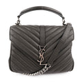 Saint Laurent Paris College Medium 428056 2way Handbag Matelassé Leather Brown Charcoal