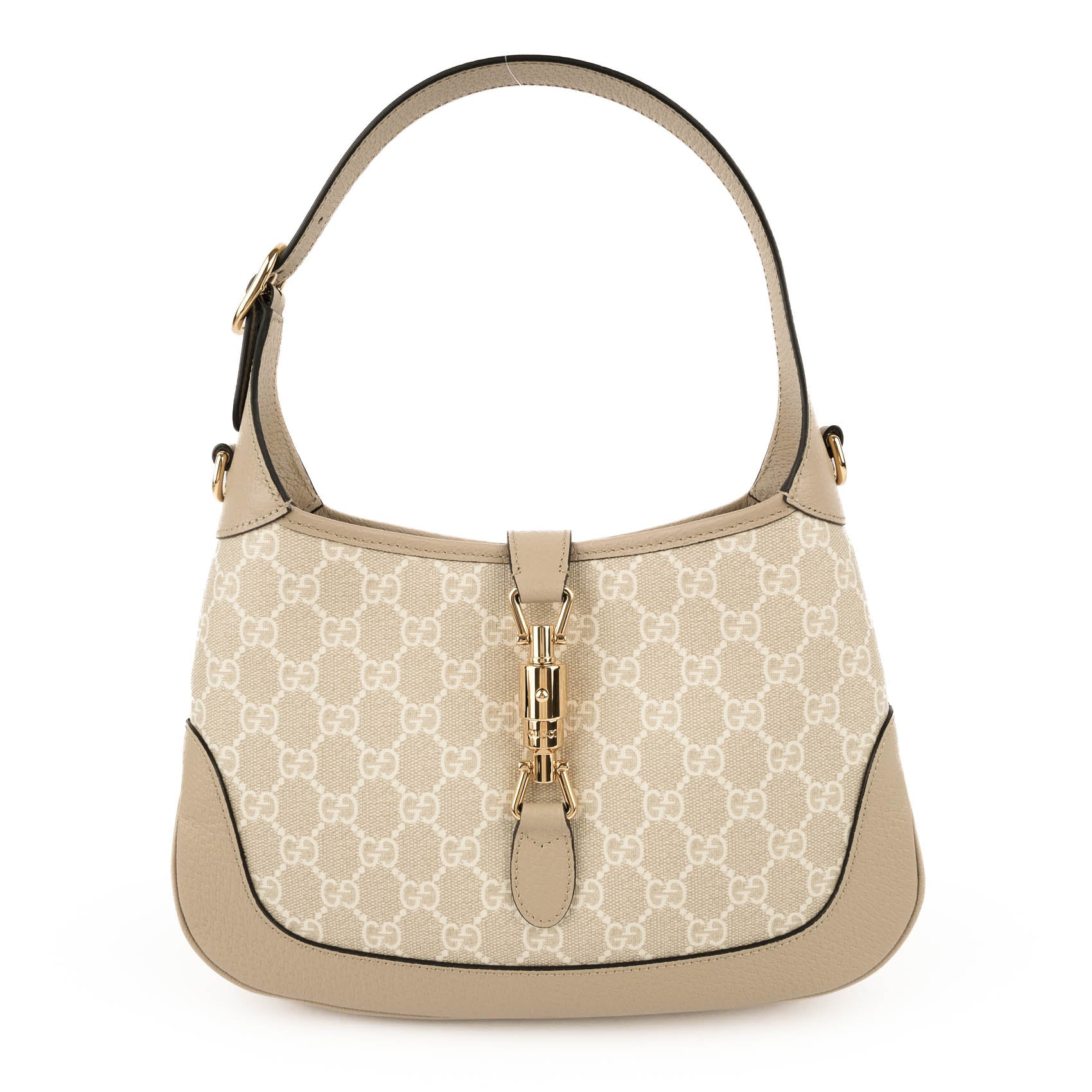 Gucci Jackie 1961 Small Shoulder Bag in Beige & White GG Supreme Canvas