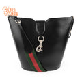 Gucci Jackie 1961 Small Bucket Bag Black Leather Web Strap Gold Hardware