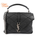 Saint Laurent Medium College Bag Rare Diamond Quilted Black Leather Silver Hardware