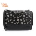 Saint Laurent Medium Sunset Bag with Heart & Star Studs - Black/Silver