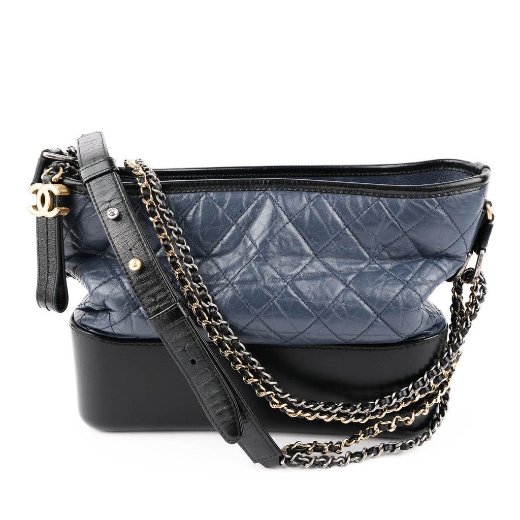 Chanel Gabrielle Medium Hobo Bag Navy Blue & Black Aged Calfskin AS1521