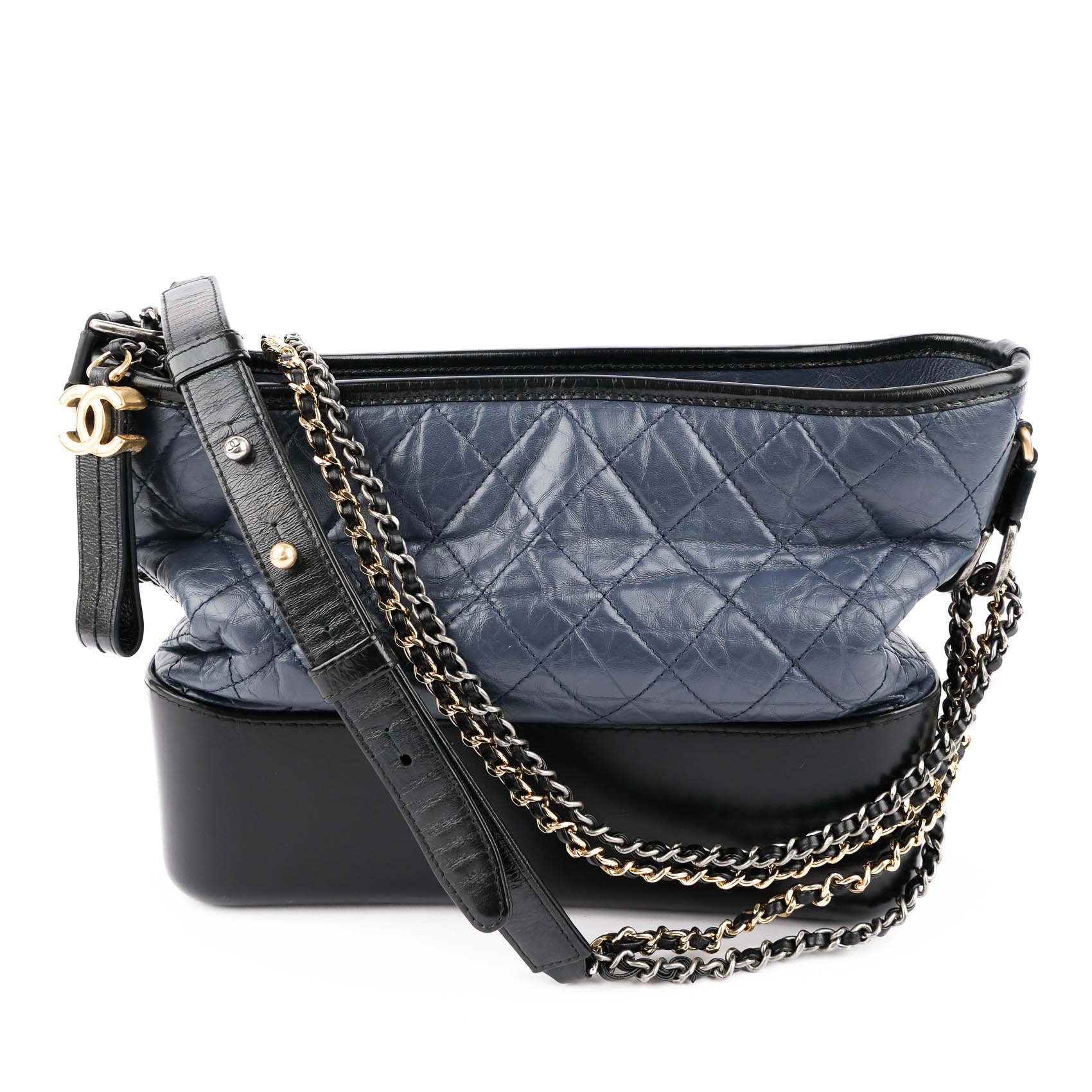 Chanel Gabrielle Medium Hobo Bag Navy Blue & Black Aged Calfskin AS1521
