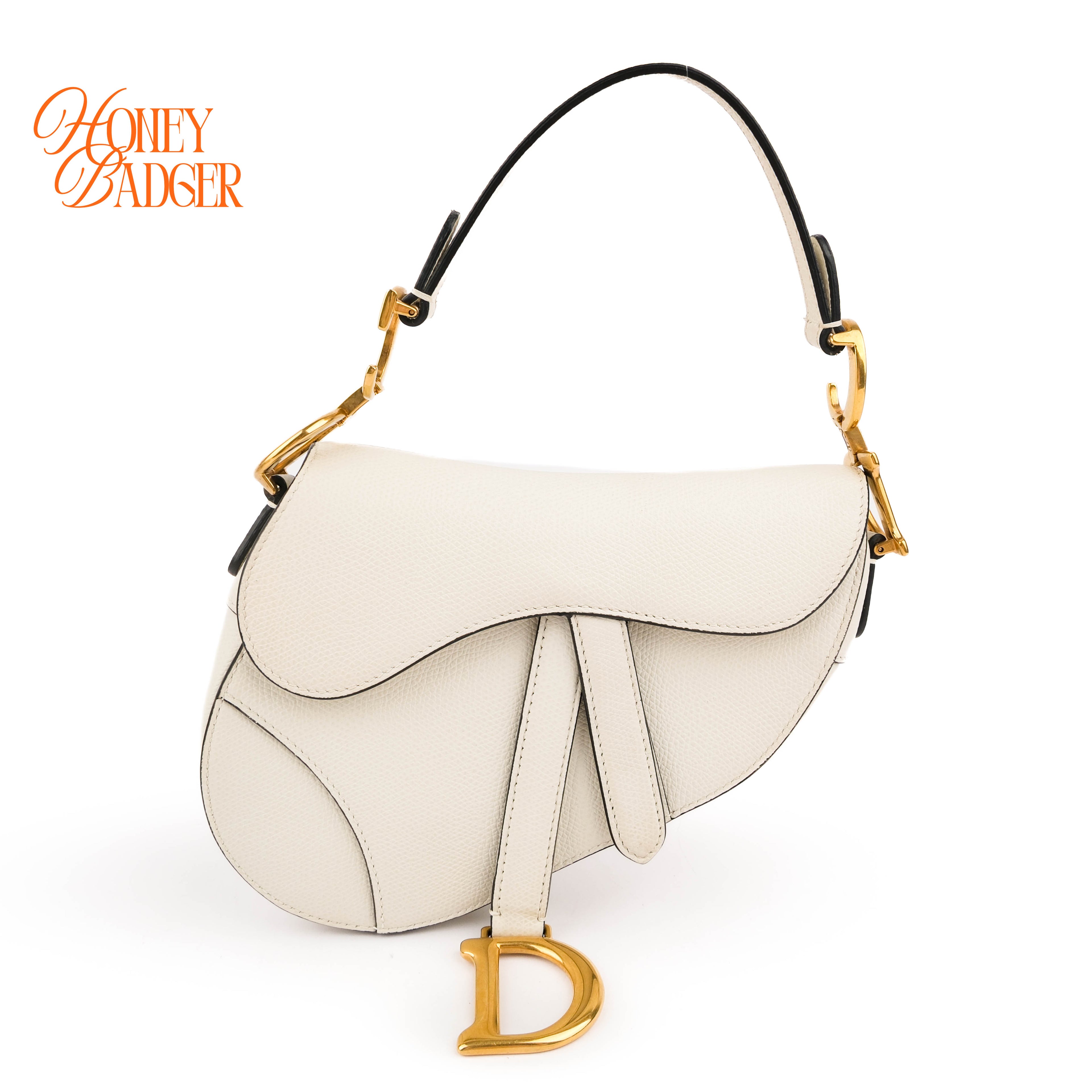 Dior Handbag 2WAY Shoulder Bag White Saddle Small Calfskin