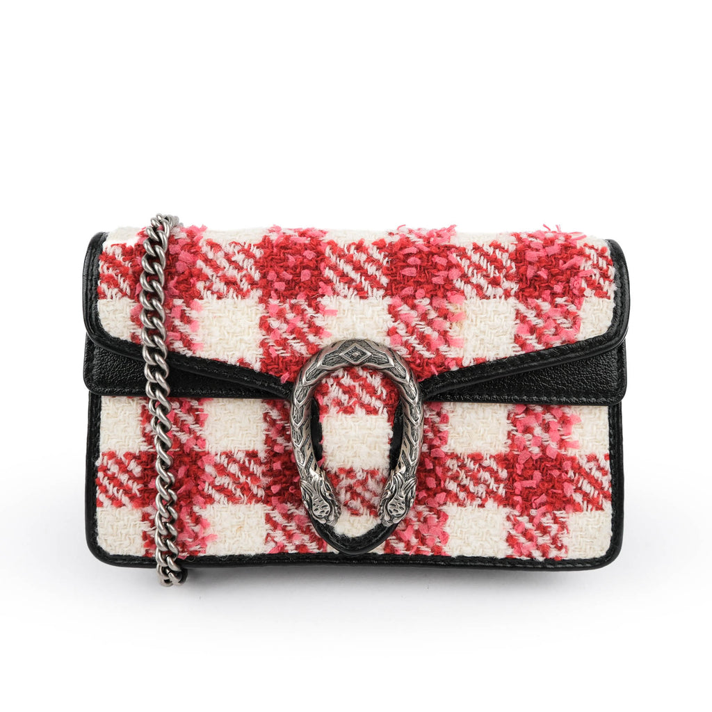 Gucci Dionysus Super Mini Tweed Bag - Red & White Check