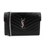 Yves Saint Laurent Vintage Cassandra Monogram Shoulder Bag - Black Leather Silver Logo