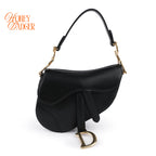 Dior Small Saddle Bag Black Smooth Calfskin Shoulder Bag Antique Gold Hardware