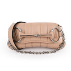 Gucci Horsebit 1955 Small Chain Shoulder Bag Quilted Leather Beige Silver Hardware