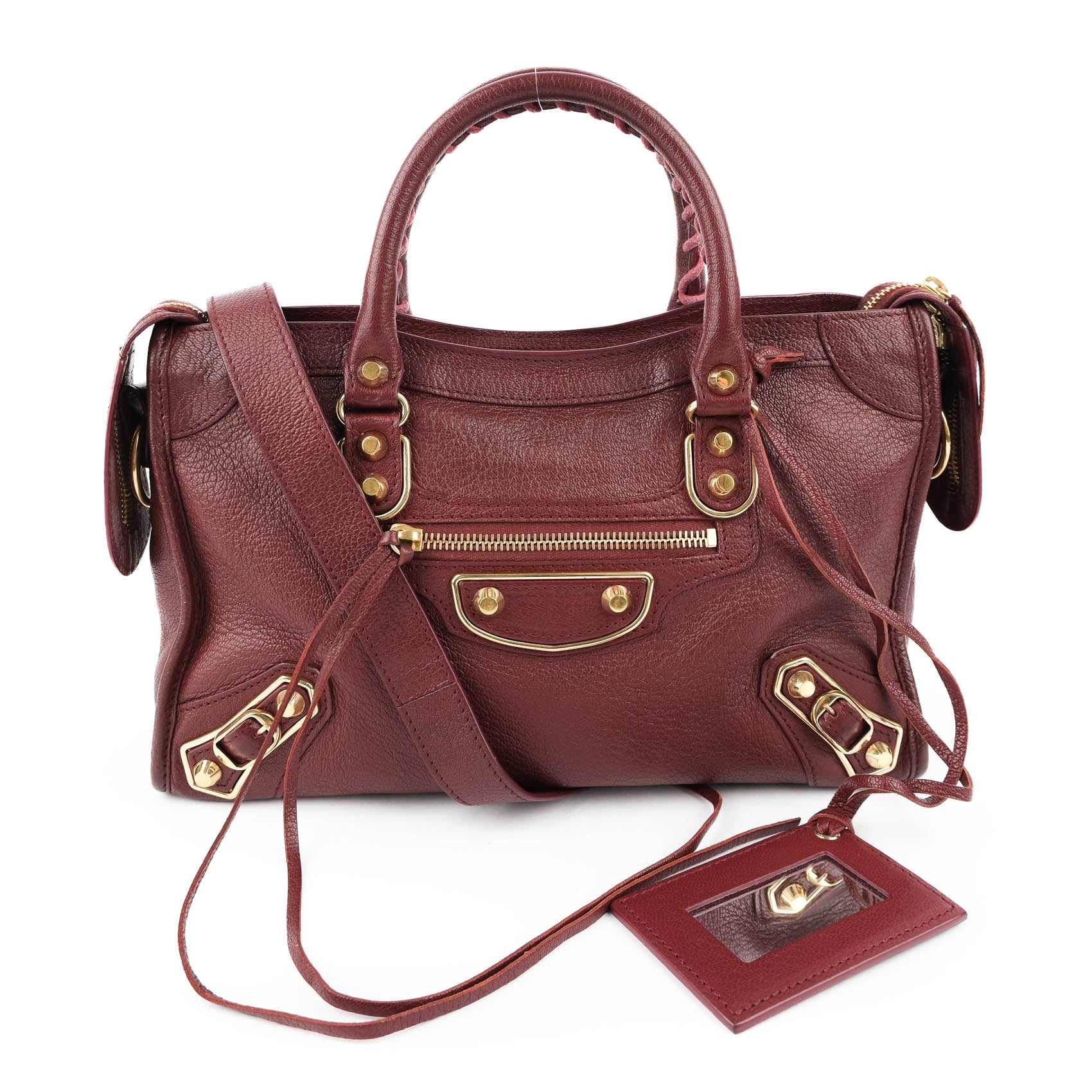 Balenciaga Classic Metallic Edge Small City - Bordeaux