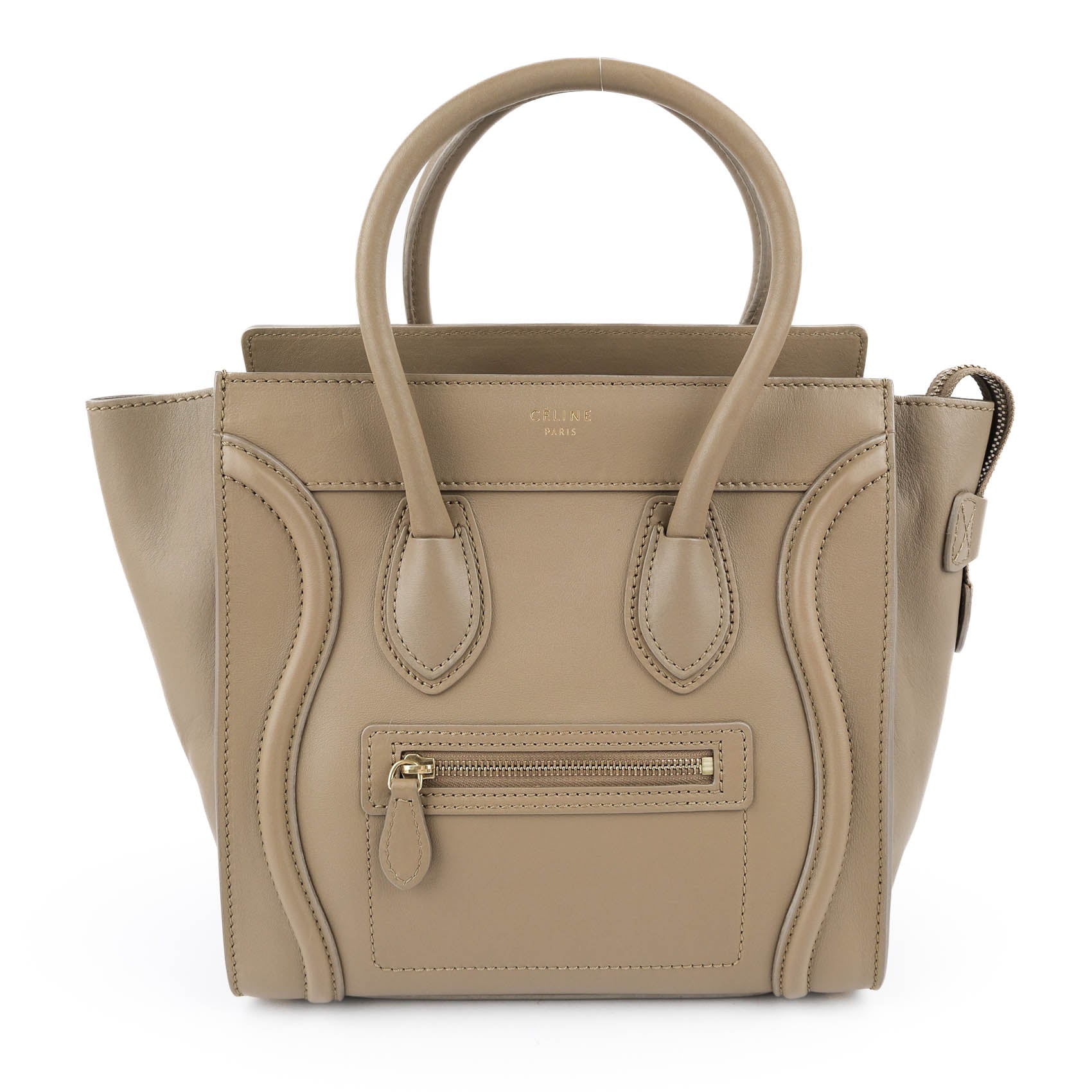 Celine Medium Luggage Tote - Taupe Smooth Leather Gold Hardware