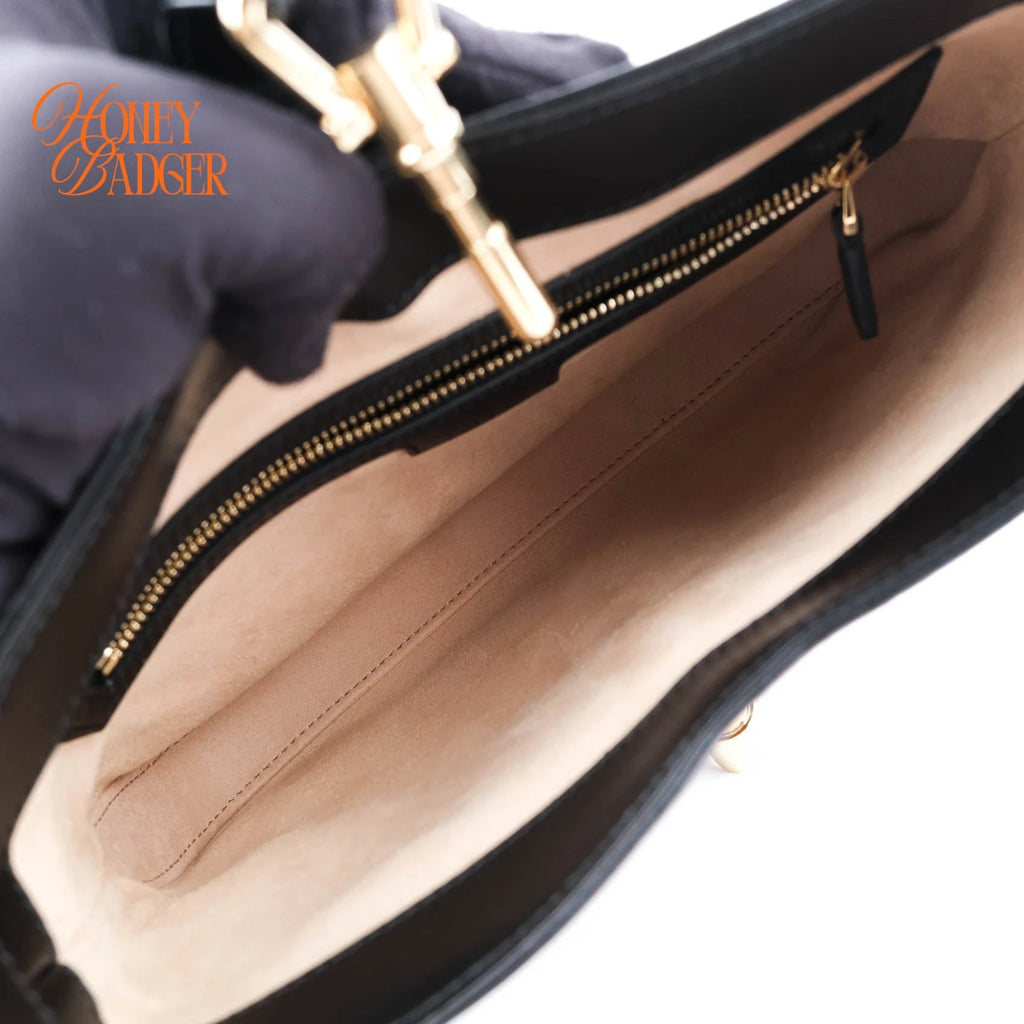 Gucci Jackie 1961 Medium Smooth Leather Black Gold Hardware Rank S