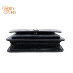 Saint Laurent Sunset Croc-Embossed Leather Navy Silver Hardware Rank A