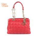 Dior Soft Shopping Tote Cannage Lambskin Red Gold Hardware Rank AB