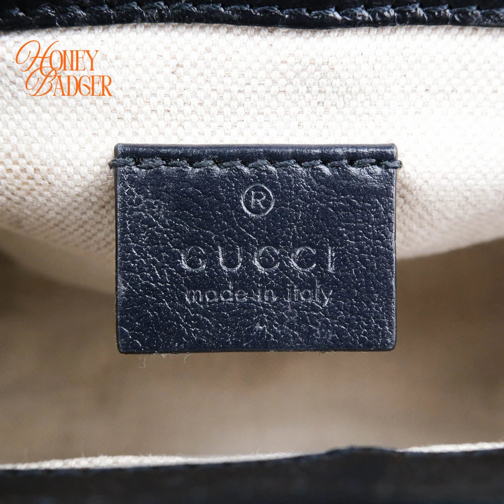 Gucci GG Marmont Mini Top Handle Canvas Green Silver Hardware Rank A