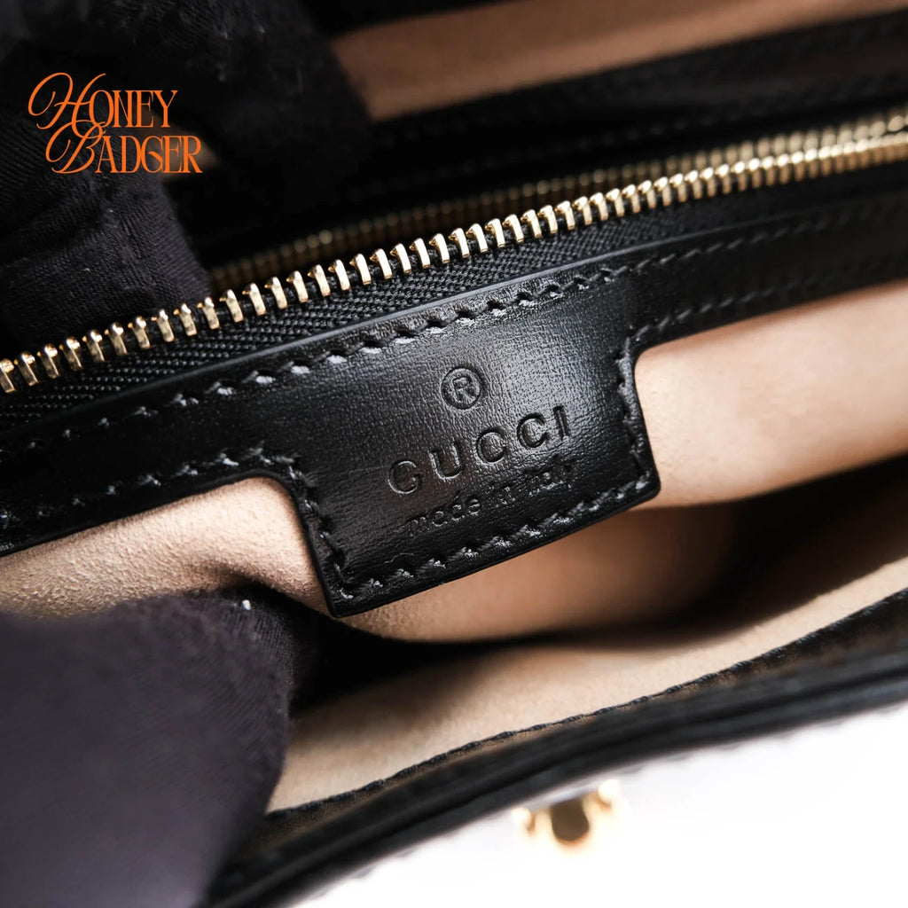 Gucci Jackie 1961 Medium Smooth Leather Black Gold Hardware Rank S