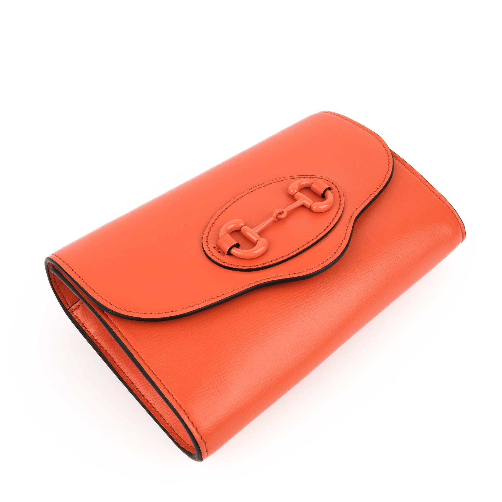 GUCCI Horsebit Mini Shoulder Bag Orange Leather Monochrome 2-Way