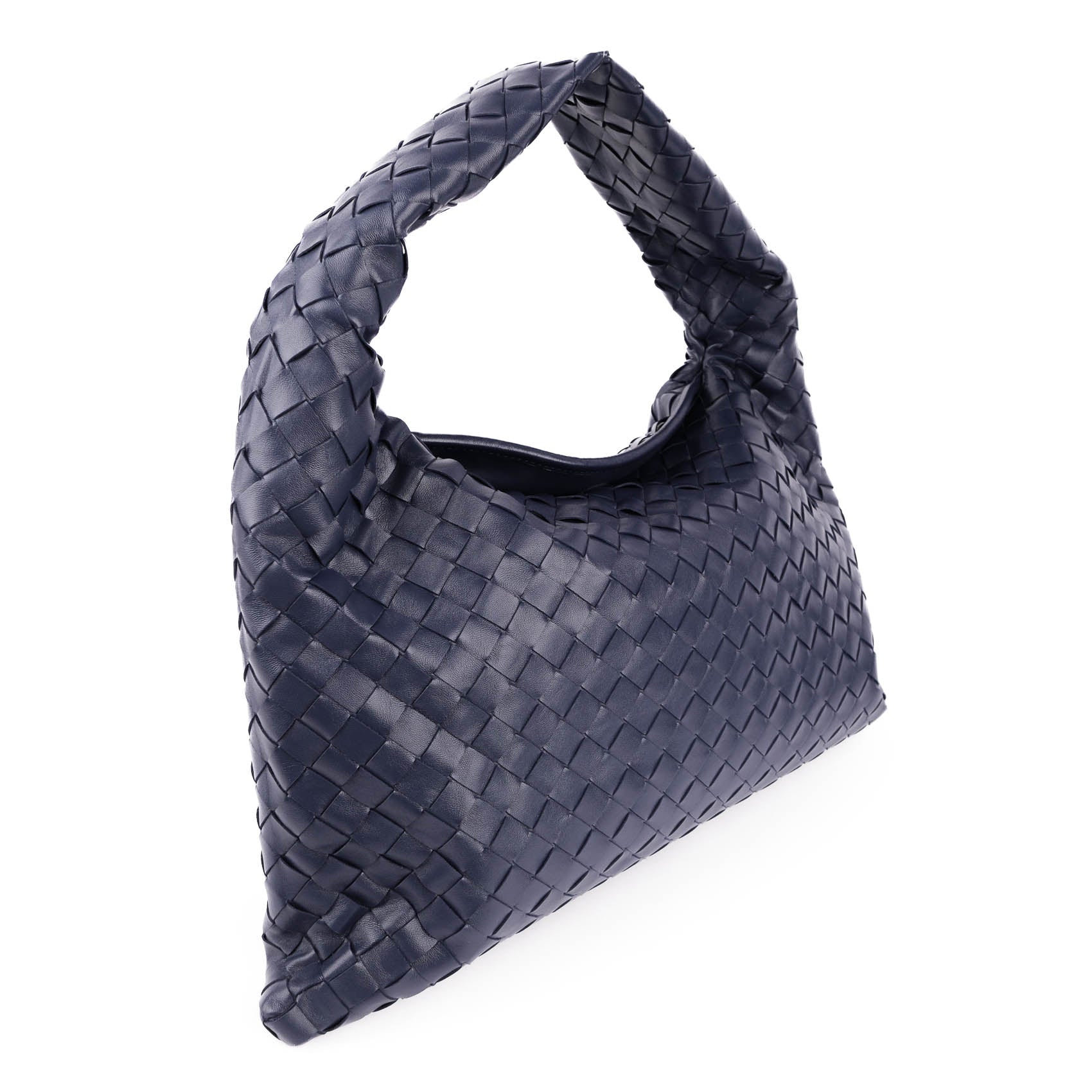 Bottega Veneta Medium Hop Intrecciato Leather Hobo Bag - Navy