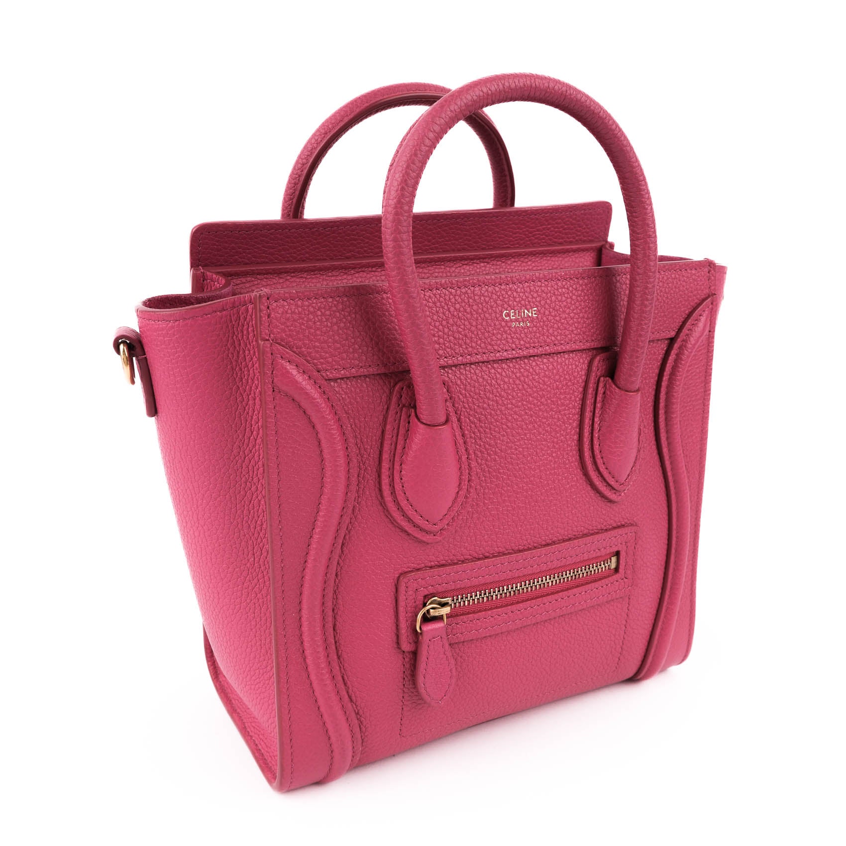 CELINE Nano Luggage Bag in Drummed Calfskin - Pink (2019)