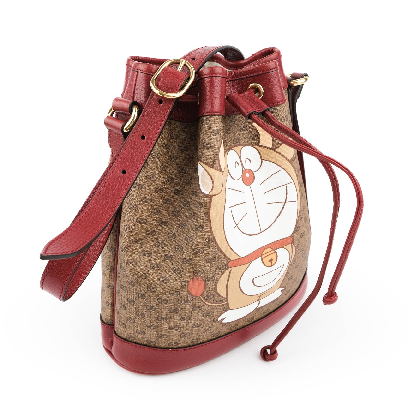 Gucci x Doraemon Limited Edition Mini Bucket Bag GG Supreme Canvas Red 647801
