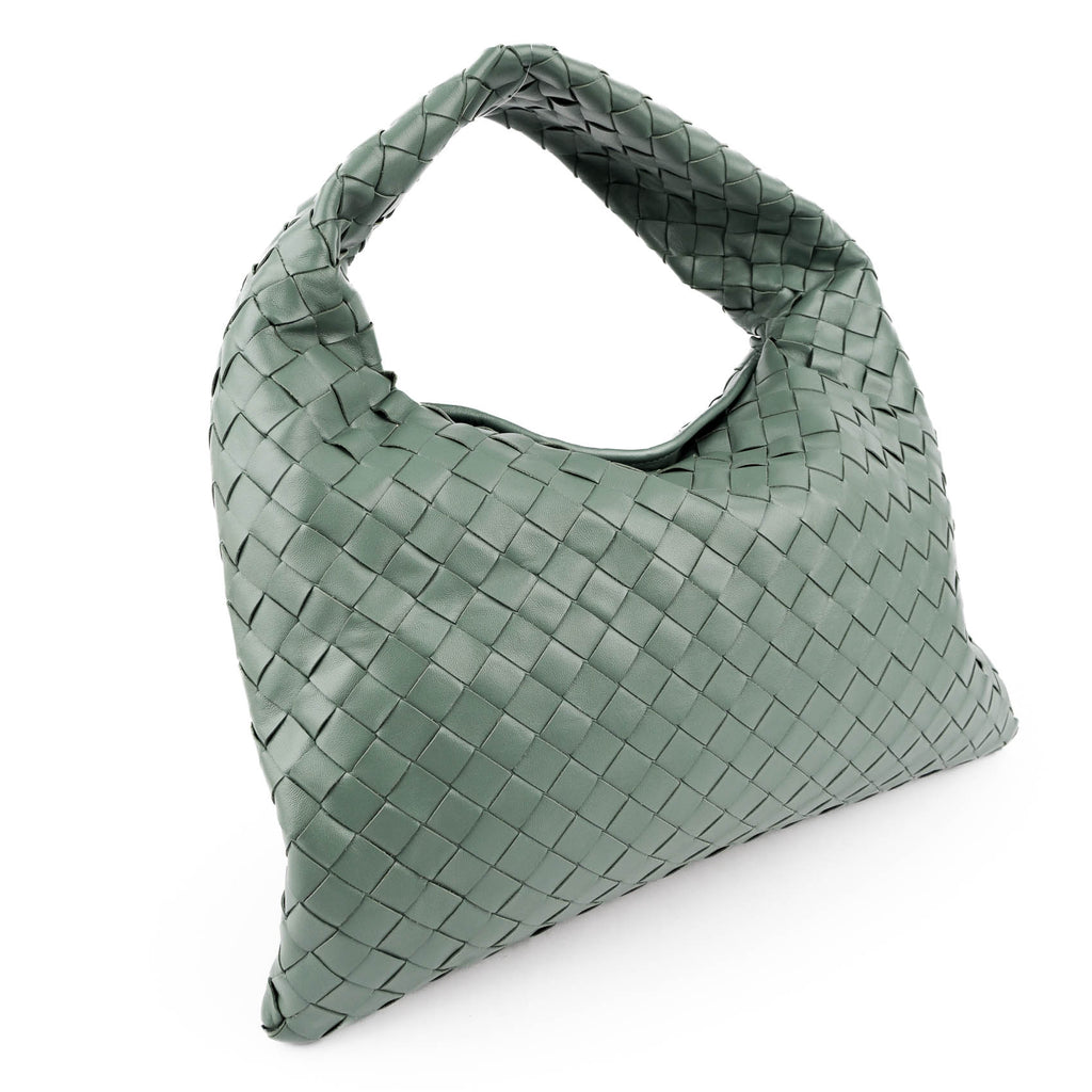 Bottega Veneta Small Hop Bag in Aloe Green Intrecciato Leather