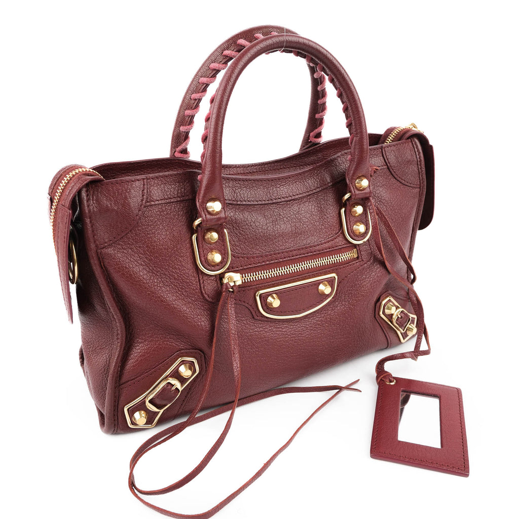 Balenciaga Classic Metallic Edge Small City - Bordeaux
