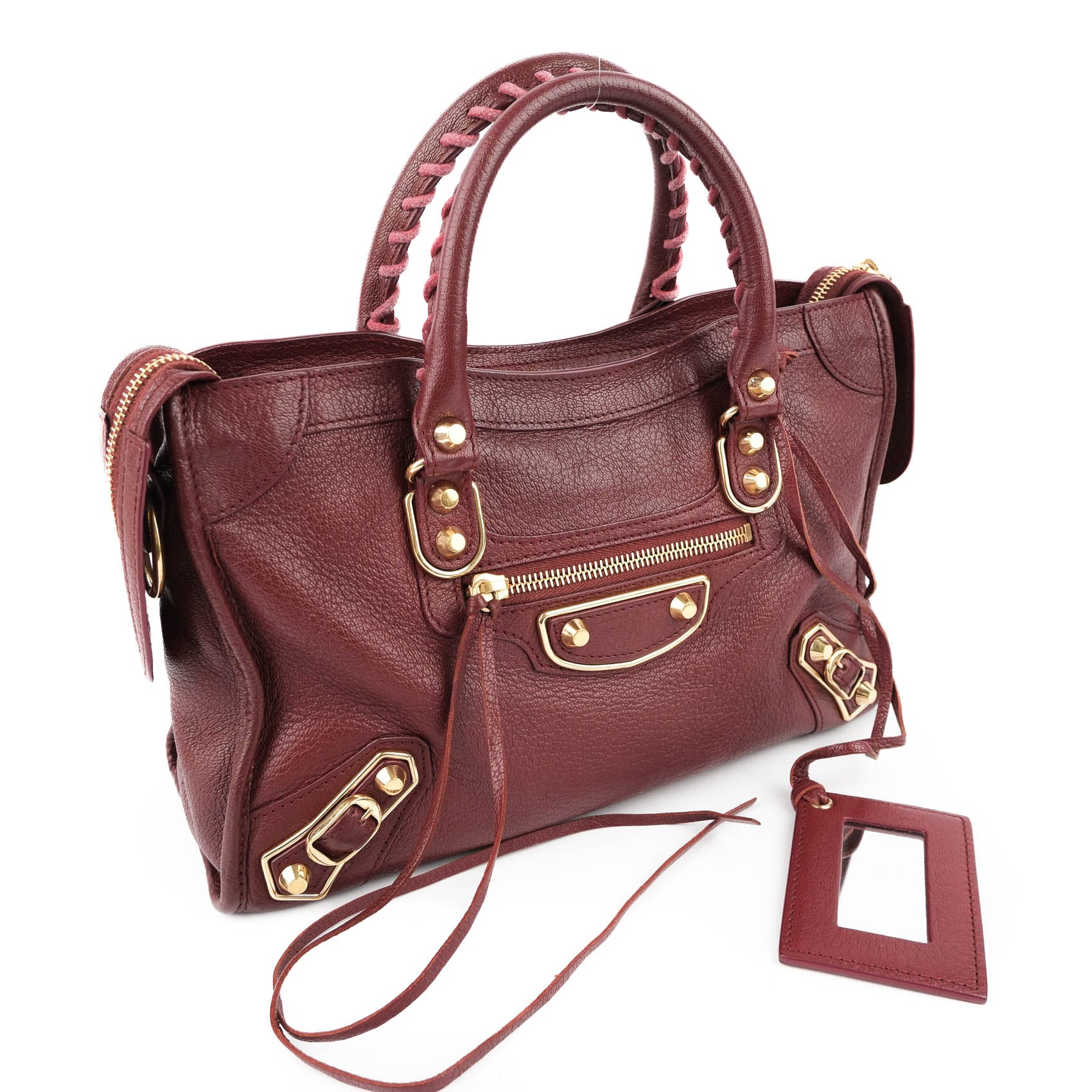 Balenciaga Classic Metallic Edge Small City - Bordeaux