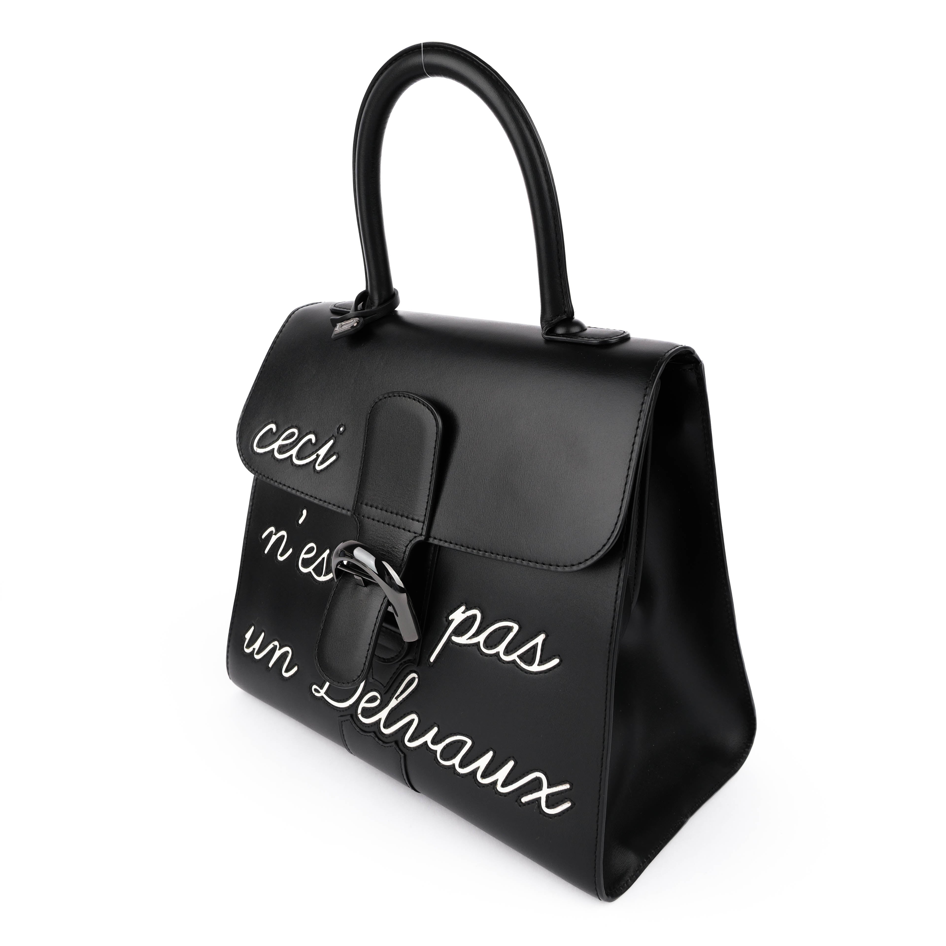 Delvaux Brillant MM L'Humour Handbag - Black Box Calf Leather