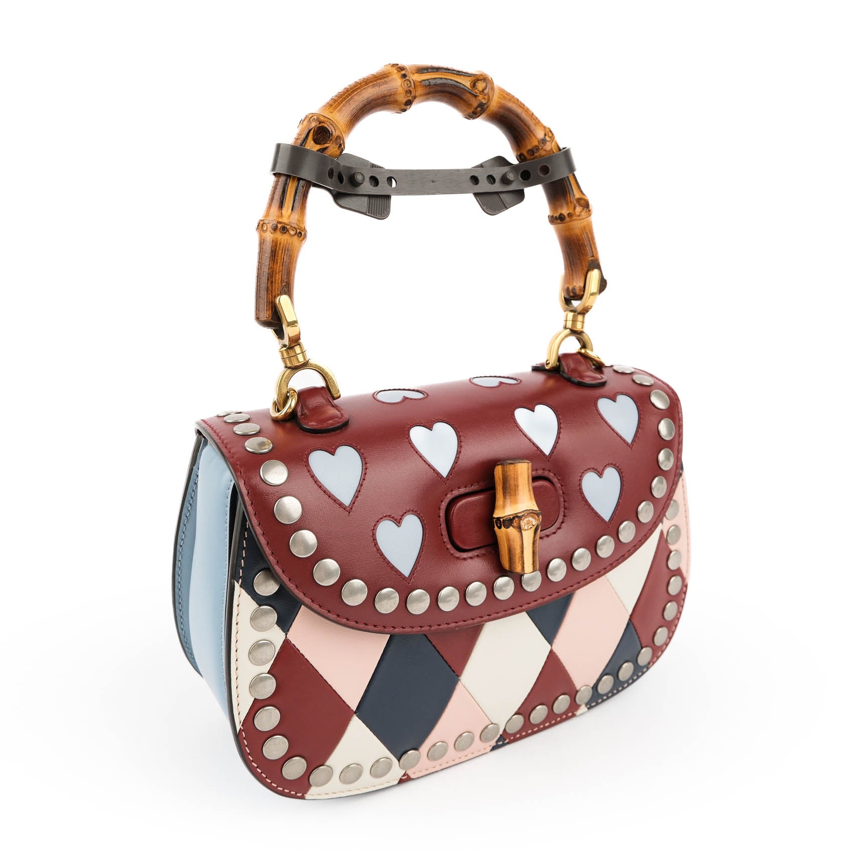 Gucci Bamboo 1947 Mini - Heart Patchwork & Studs Limited Edition