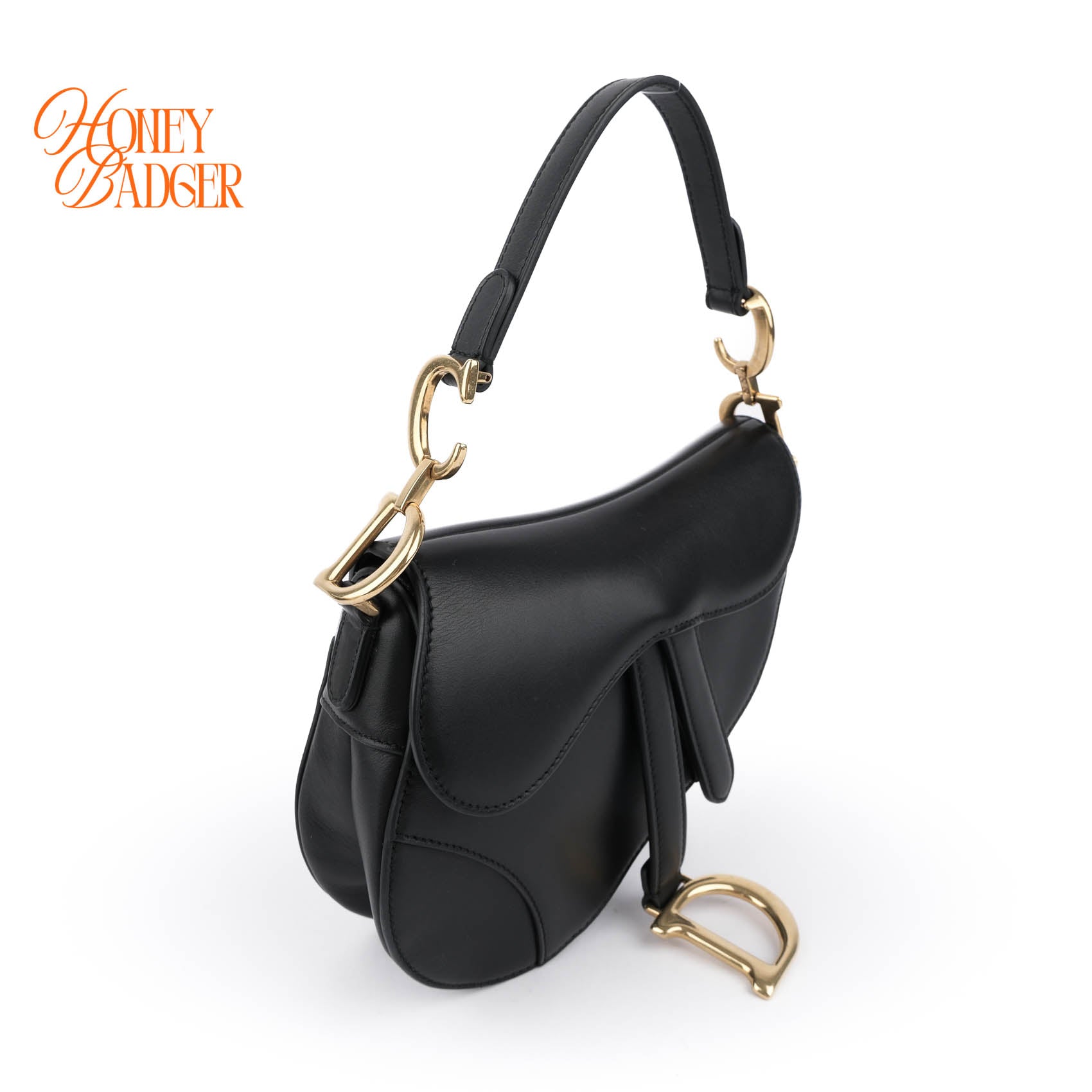 Dior Small Saddle Bag Black Smooth Calfskin Shoulder Bag Antique Gold Hardware
