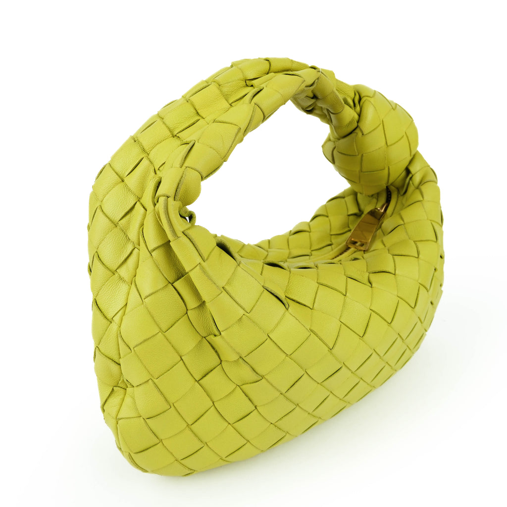 Bottega Veneta Mini Jodie Bag 72750 Intrecciato Leather Handbag Yellow-Green
