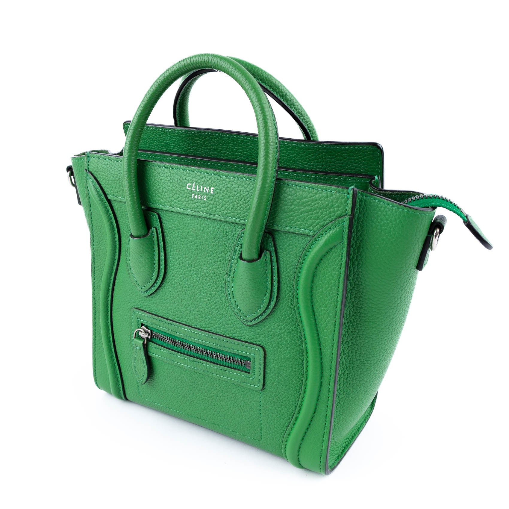 Celine Nano Luggage Bag - Green Drummed Calfskin (Phoebe Philo Era)