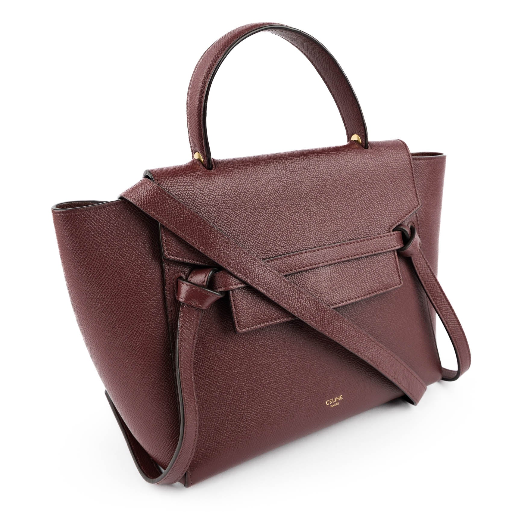 CELINE Micro Belt Bag in Grained Calfskin Burgundy