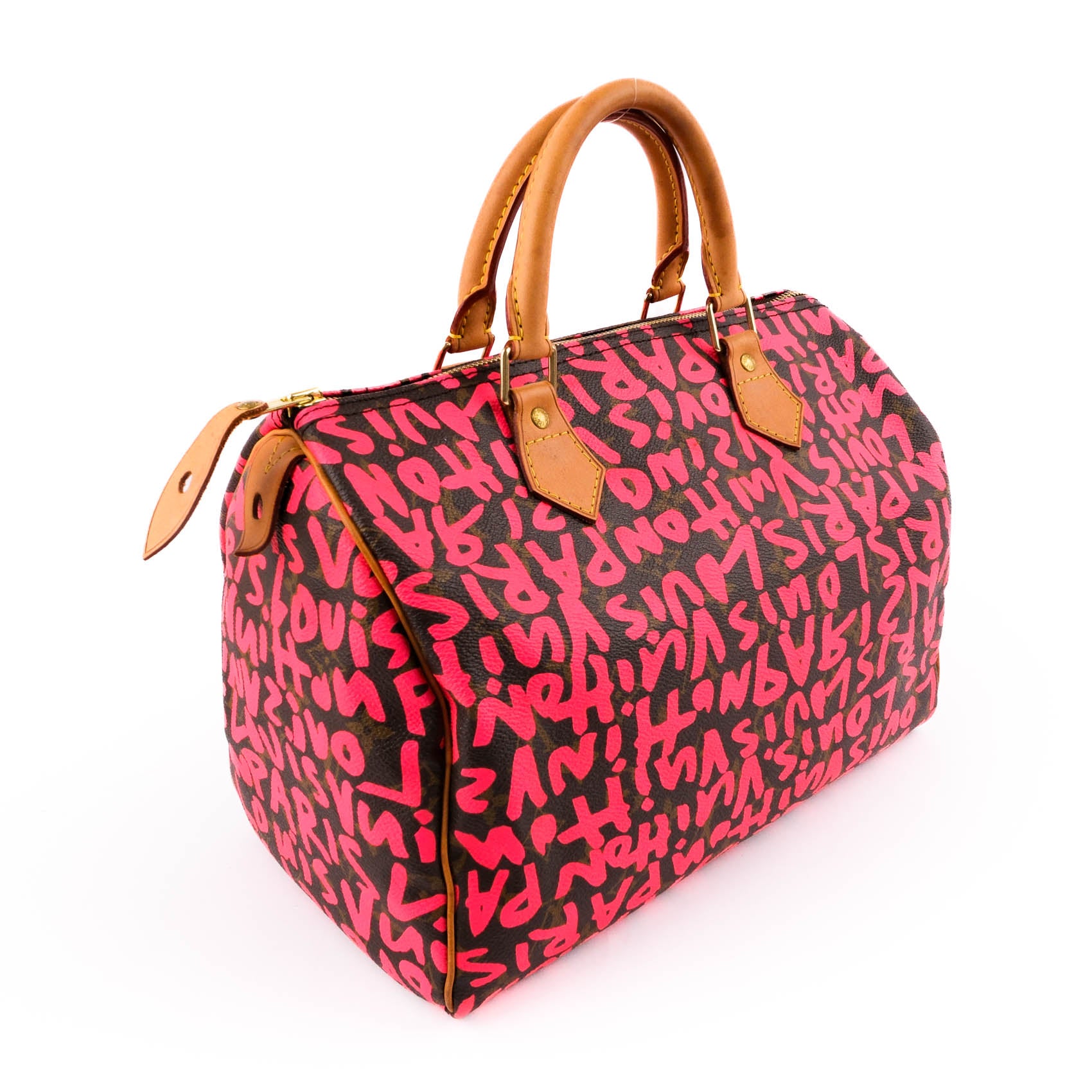 Louis Vuitton Limited Edition 2009 Stephen Sprouse Monogram Graffiti Speedy 30 - Fuchsia