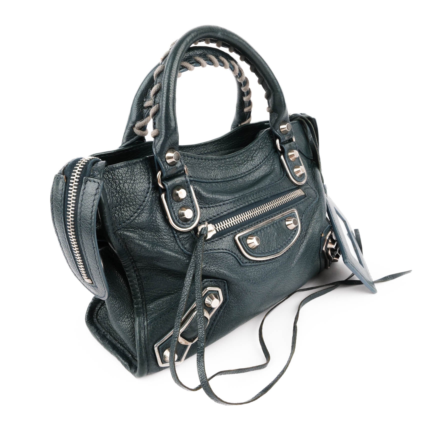 Balenciaga Classic Metallic Edge Mini City Leather 2-Way Handbag Green