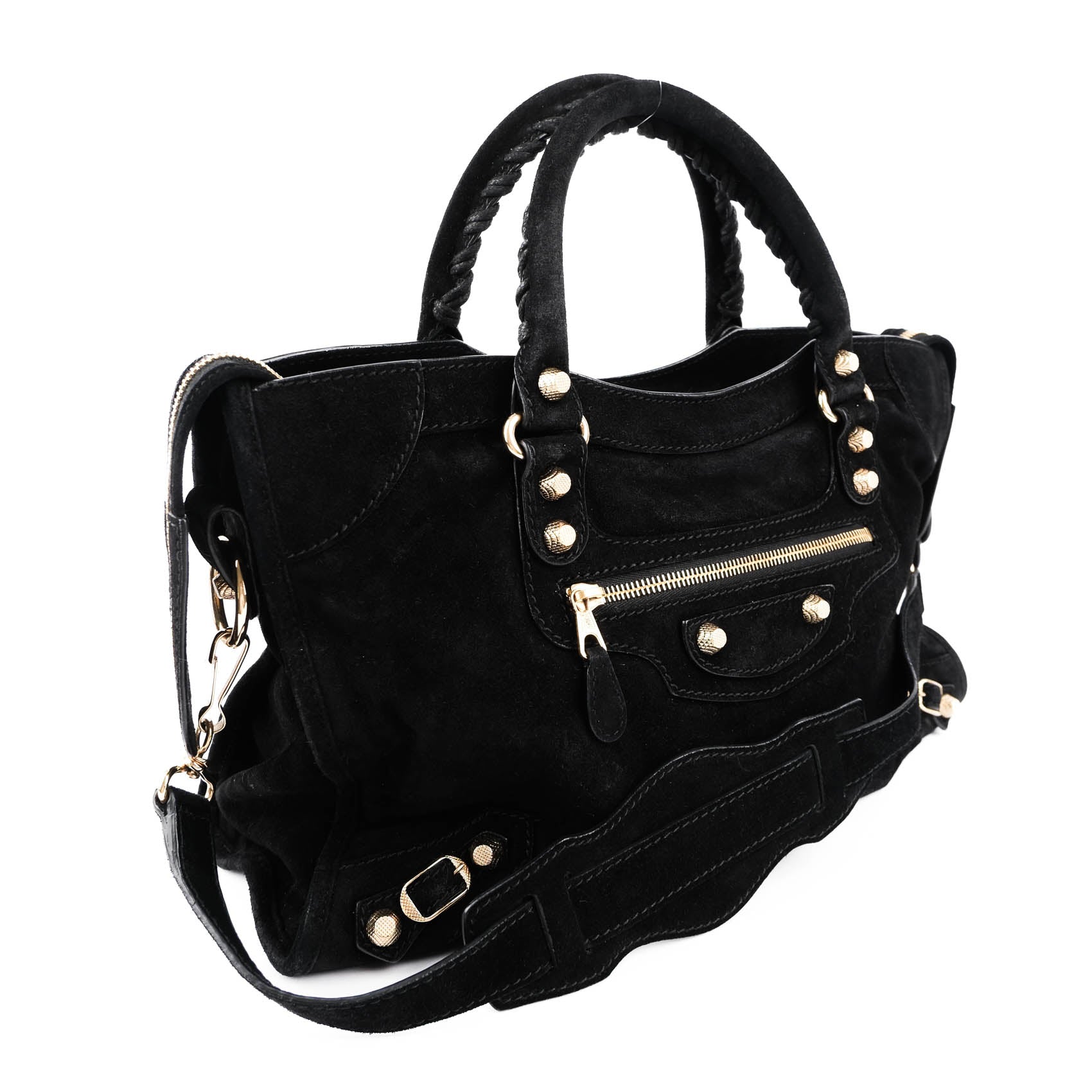 Balenciaga Giant 12 Gold City Black Suede 2-Way 281770 D94JG 1000