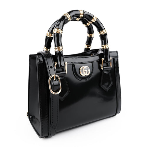 Gucci Diana Mini Bag – Black Patent Leather & Leather Handles