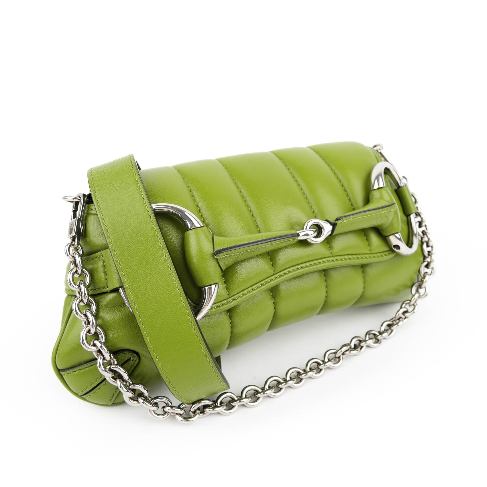 Gucci Horsebit 1955 Small Padded Chain Shoulder Bag - Green