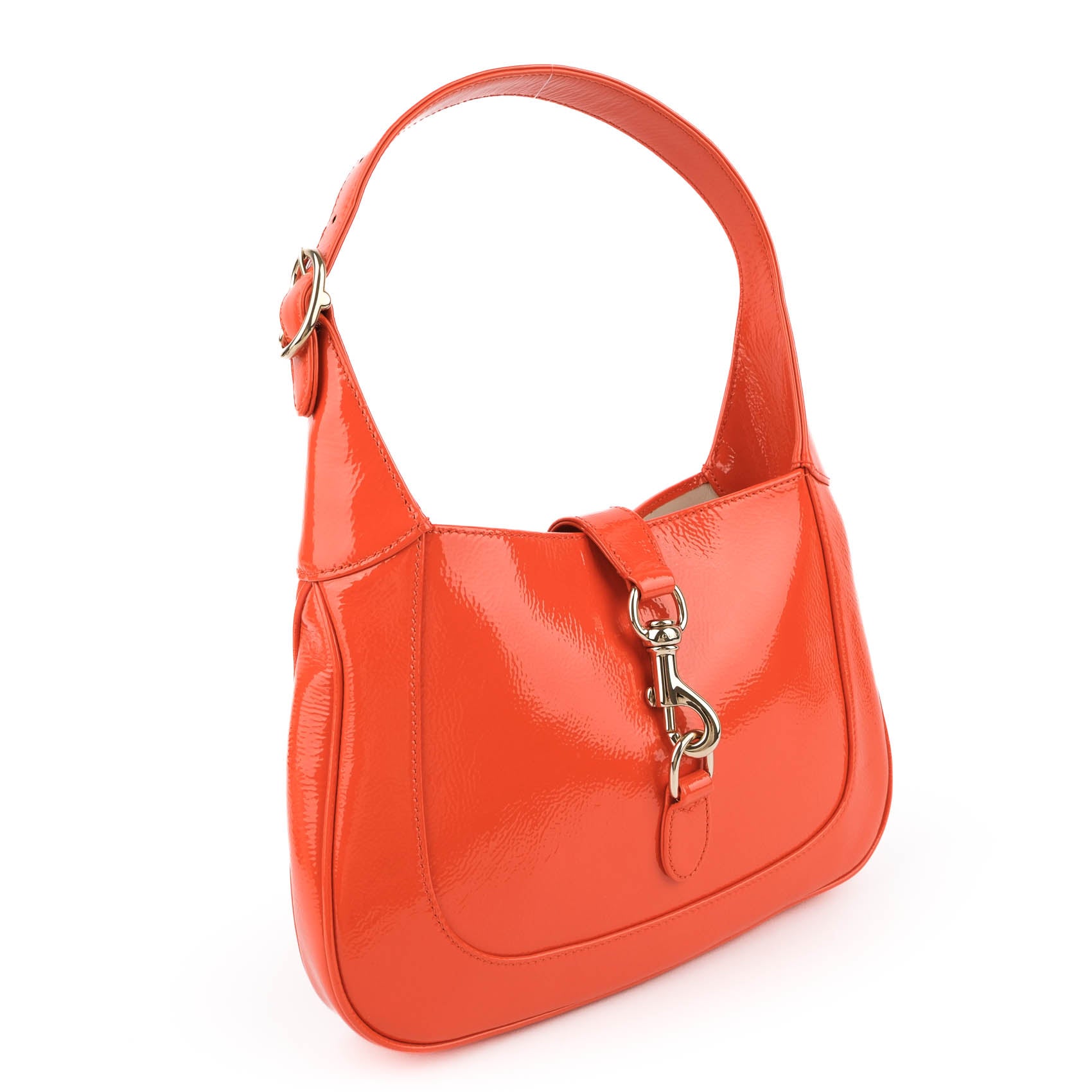 Gucci Jackie Small Shoulder Bag in Orange Patent Leather
