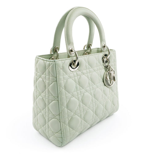 Christian Dior Lady Dior Medium Bag Cannage Lambskin Light Green Leather