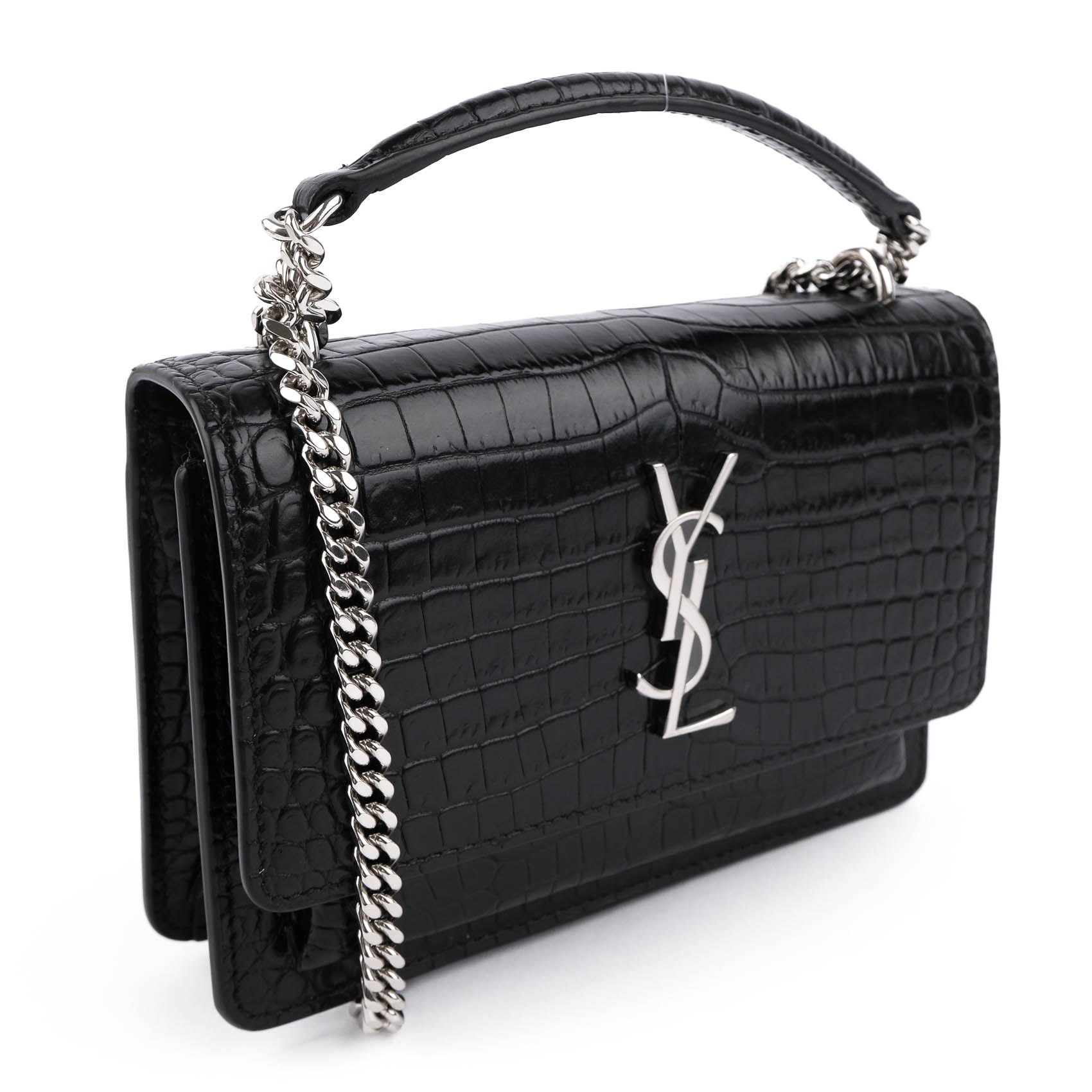 Saint Laurent Sunset Medium in Crocodile-Embossed Leather